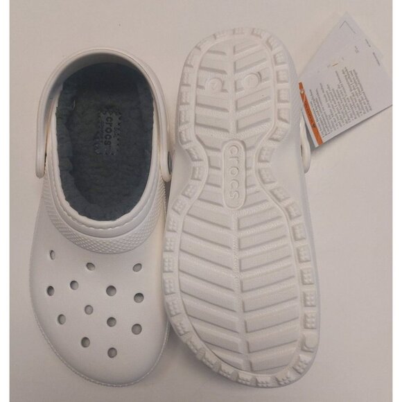 CROCS Kids Size J2 Classic Lined Clog K Lightweight Slip On Clogs Shoes White - Picture 7 of 8